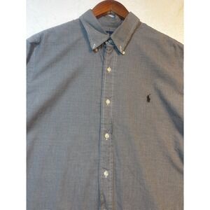 Polo Ralph Lauren Shirt Mens XL Black Plaid Long Sleeve Pony‎ Stretch 100% Cotto